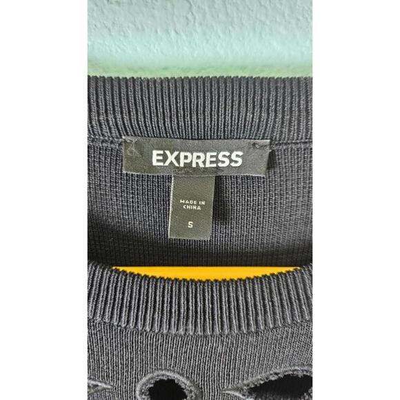Express Women's Black Fit & Flare Sweater Dress with Cutout Details Size Small - Picture 4 of 8